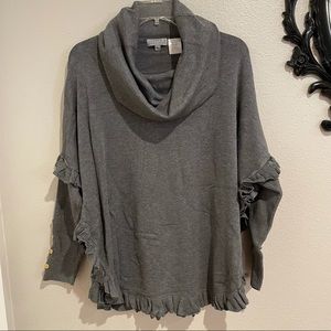 Joseph A. Grey Cowl Neck Tunic Sweater size Large